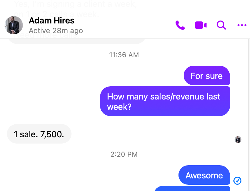Adam — business coach, $7.5K sale