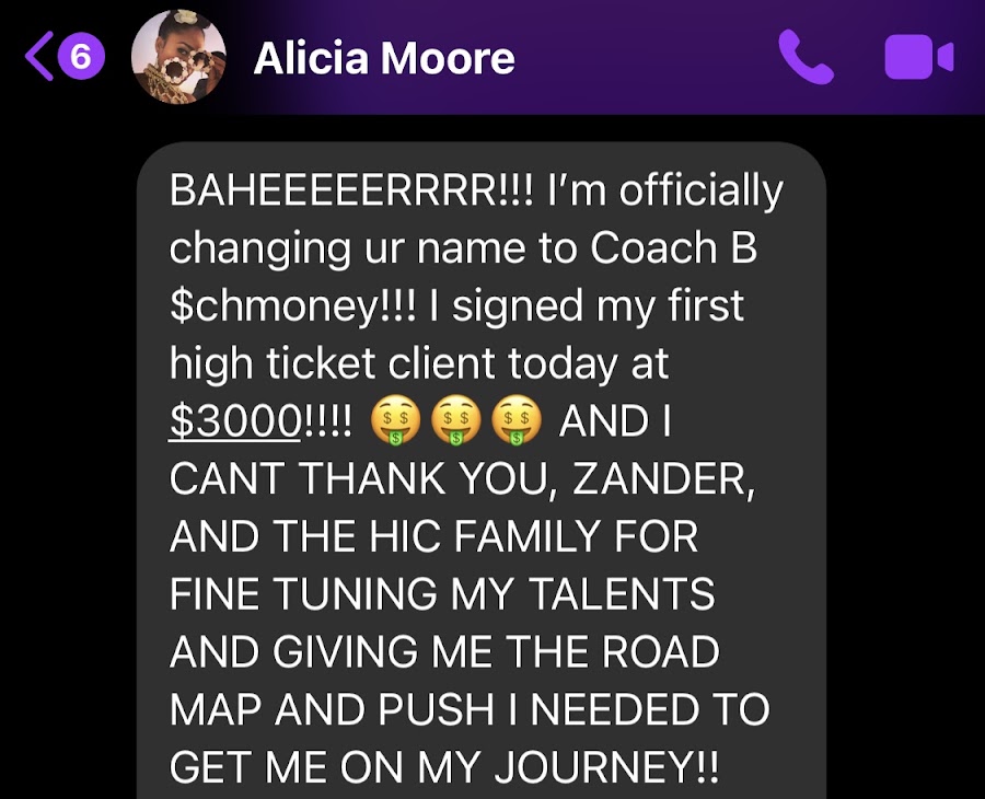 Alicia — health coach, first high-ticket client at $3K