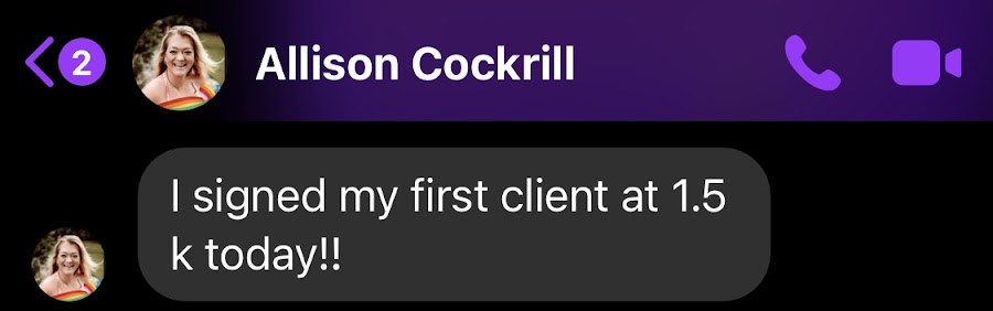 Allison — health coach, first client at $1.5K