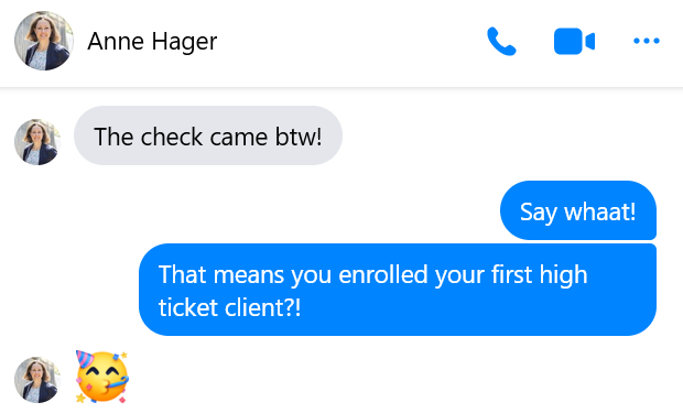 Anne — first high-ticket client at $4.5K