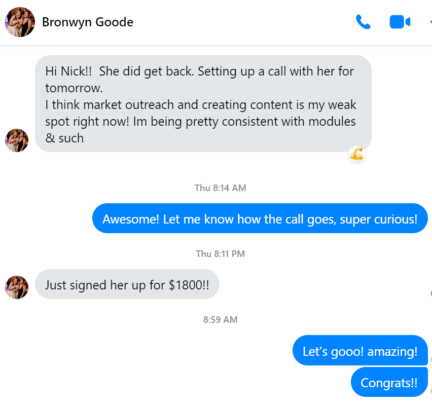Bronwyn — anxiety coach, signed at $1.8K
