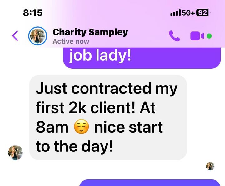 Charity — fitness coach, first $2K client