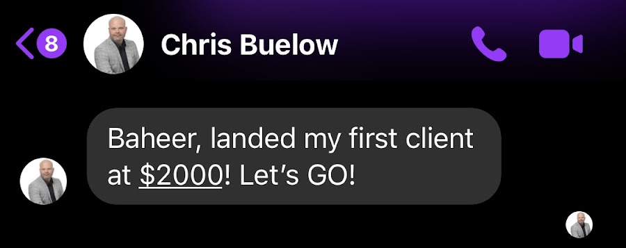 Chris — first client at $2K